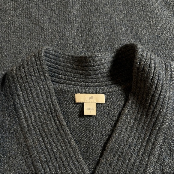 J Jill Cotton Blend Split V Neck Relaxed Fit Cornflower Blue Sweater, Size Small - Picture 4 of 7